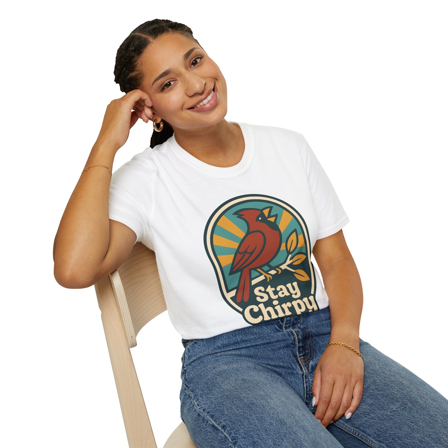 Northern Cardinal Retro Sunset T-Shirt