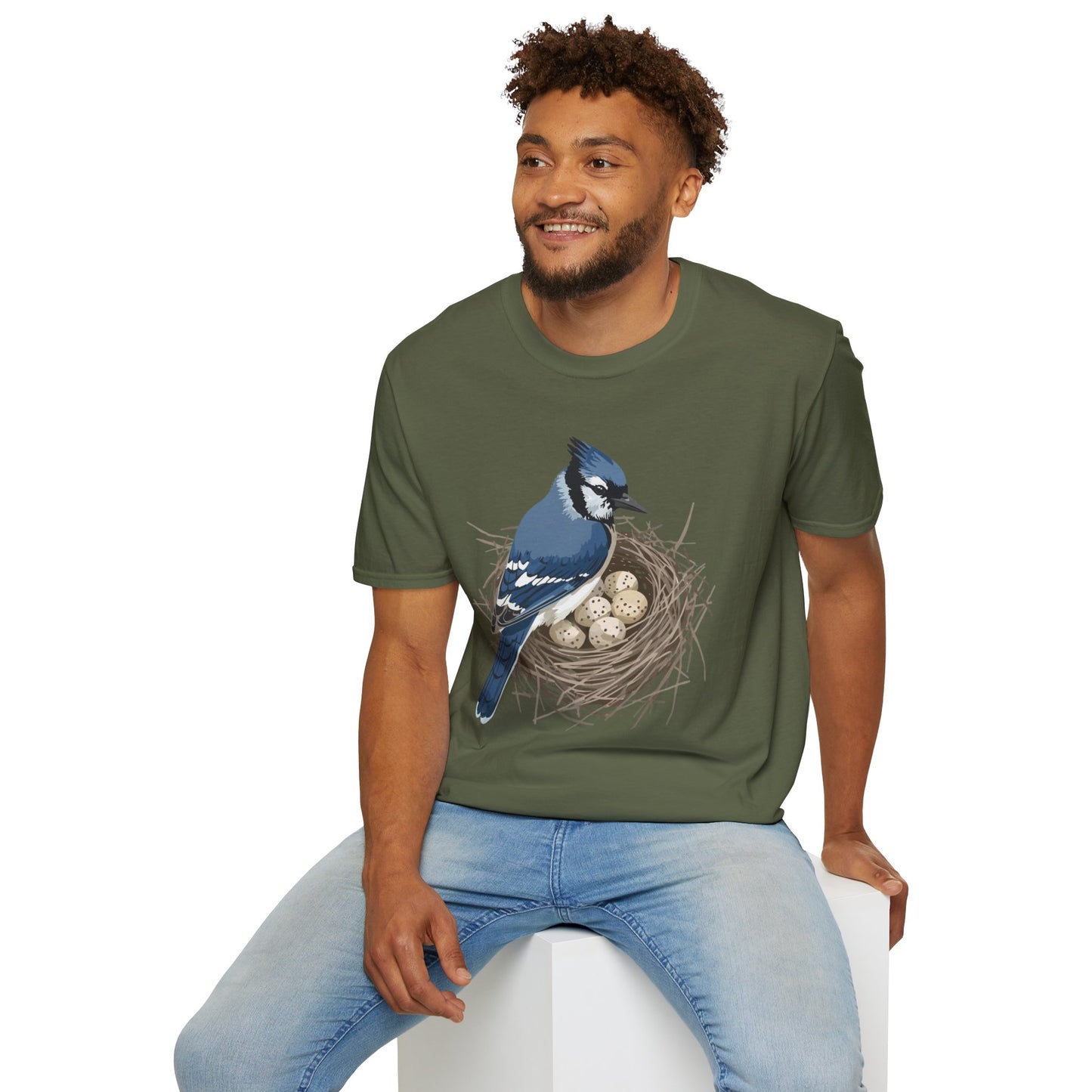 Blue Jay in Nest with Eggs T-Shirt