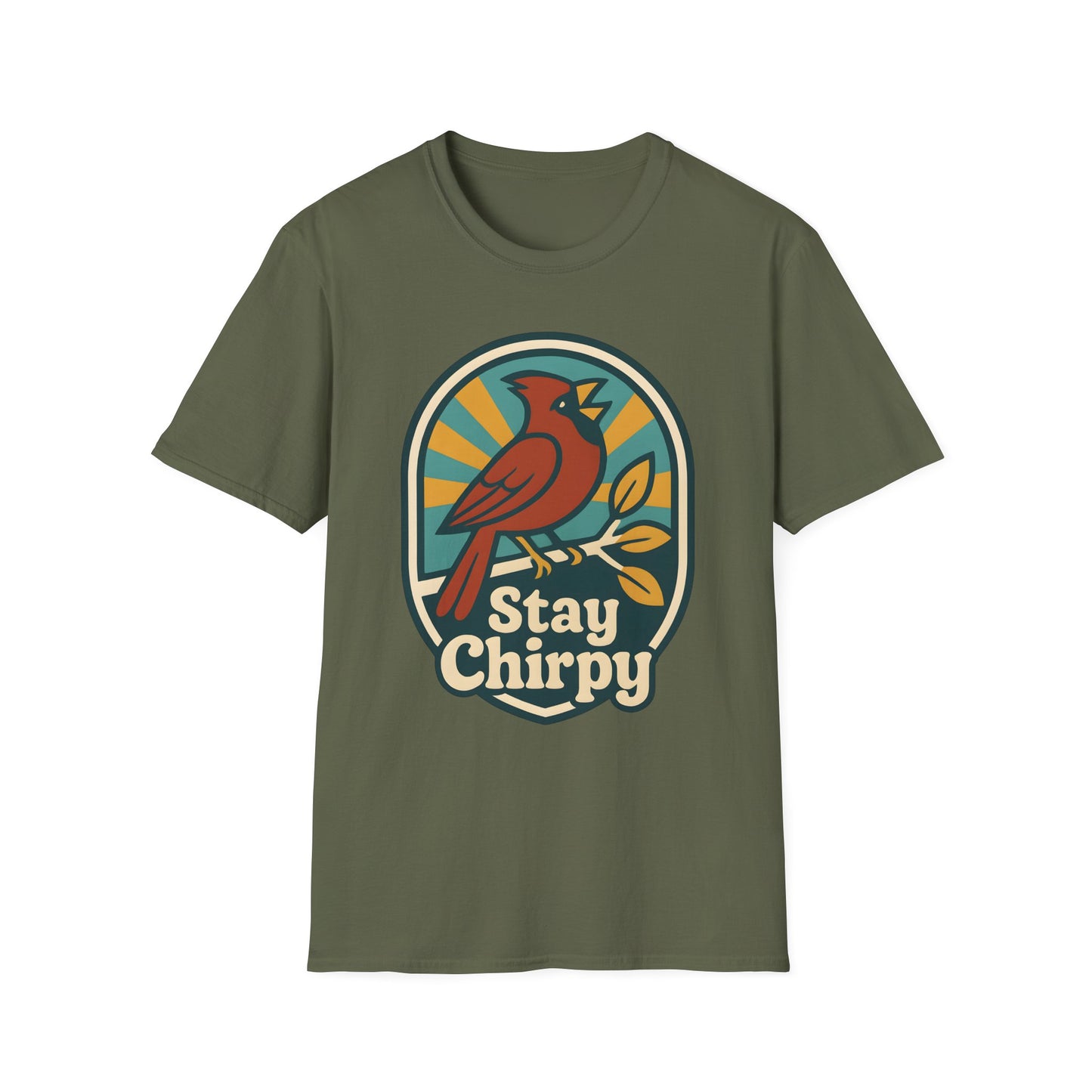 Northern Cardinal Retro Sunset T-Shirt