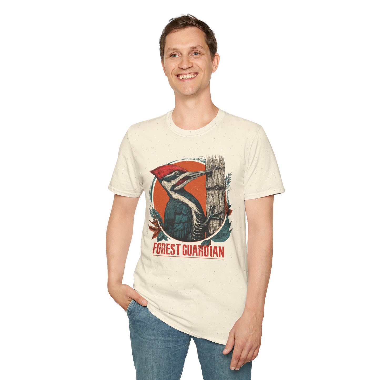 Forest Guardian Woodpecker Retro T-Shirt