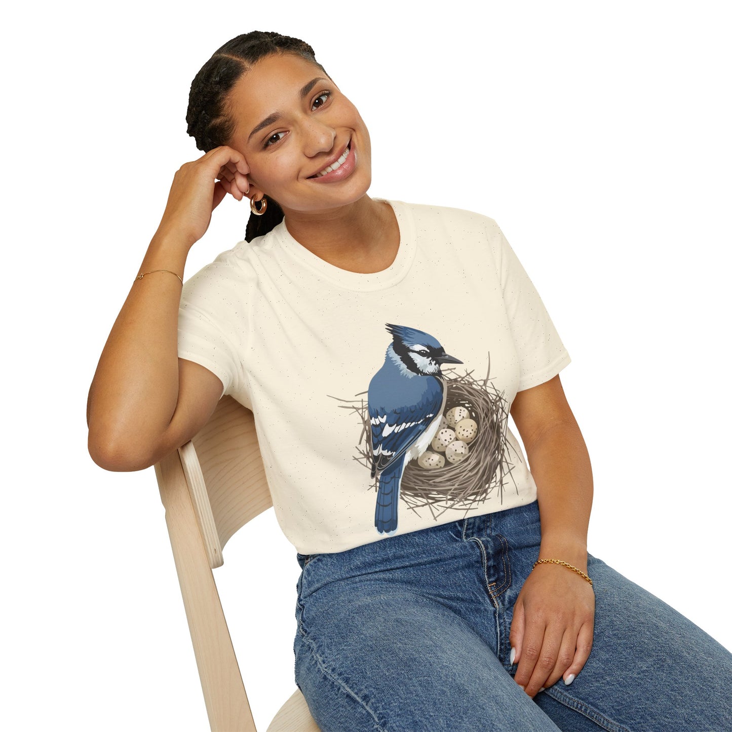 Blue Jay in Nest with Eggs T-Shirt