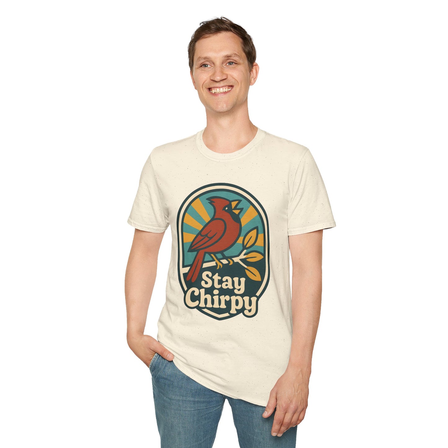 Northern Cardinal Retro Sunset T-Shirt