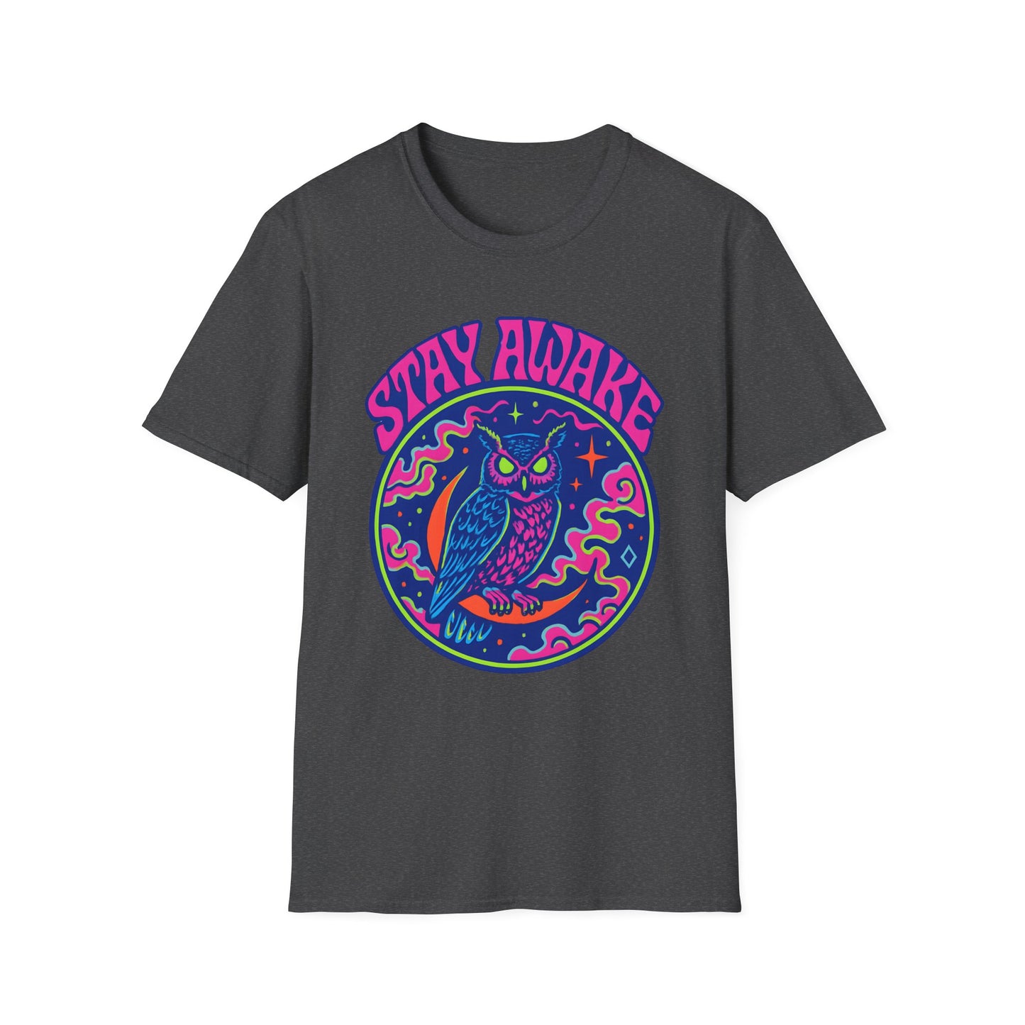 Great Horned Owl Stay Awake Psychedelic T-Shirt