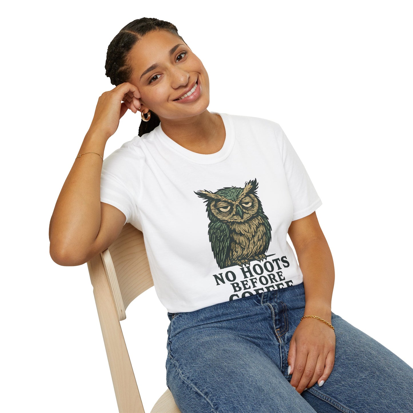 Great Horned Owl Coffee Humor T-Shirt