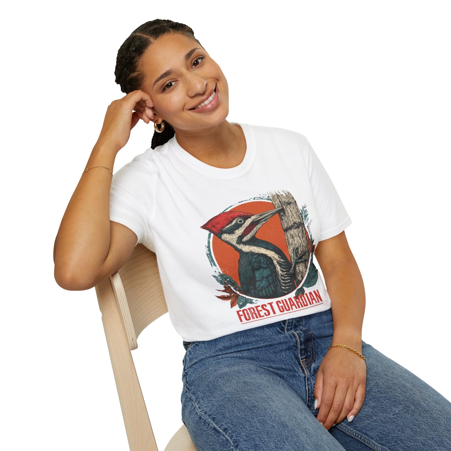 Forest Guardian Woodpecker Retro T-Shirt