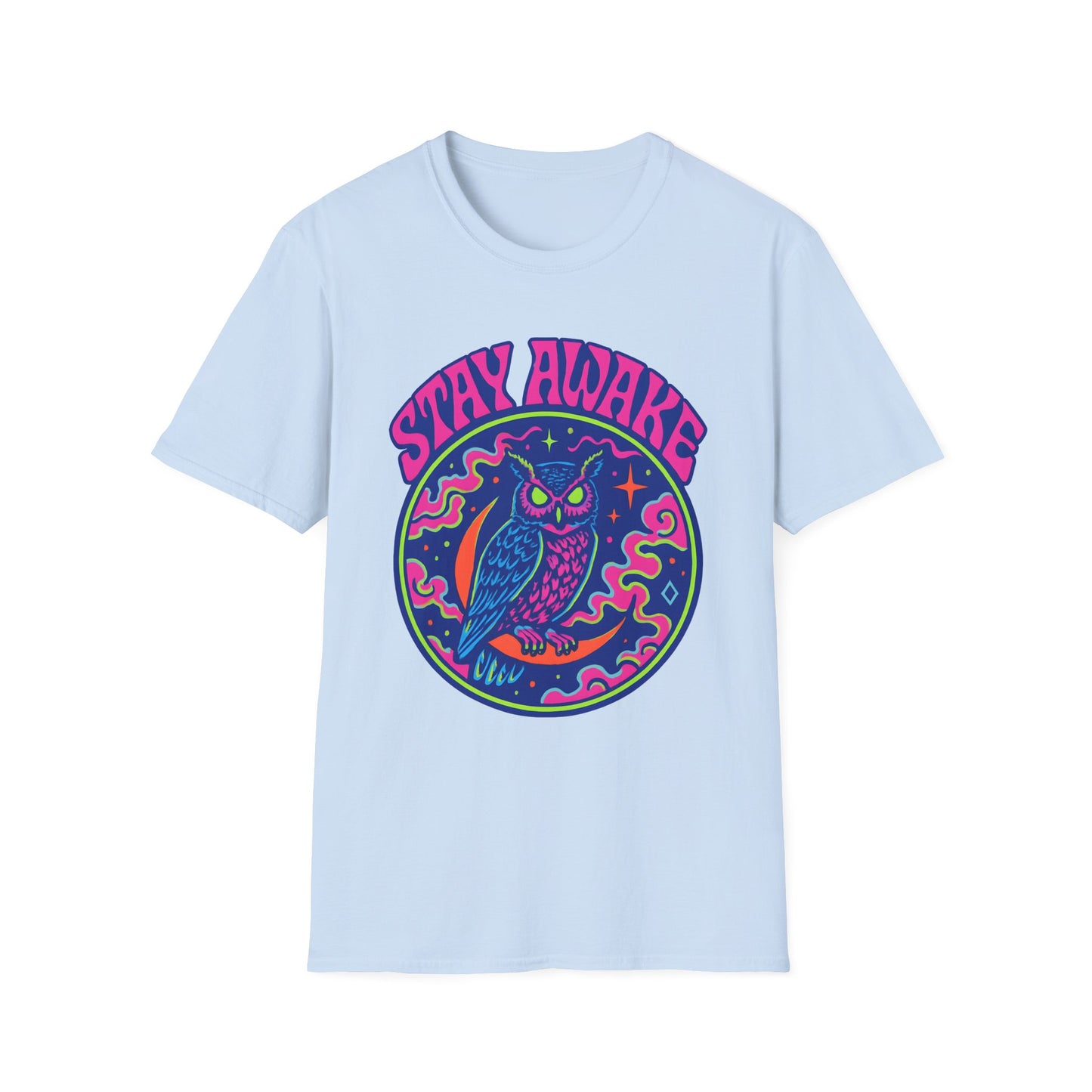 Great Horned Owl Stay Awake Psychedelic T-Shirt