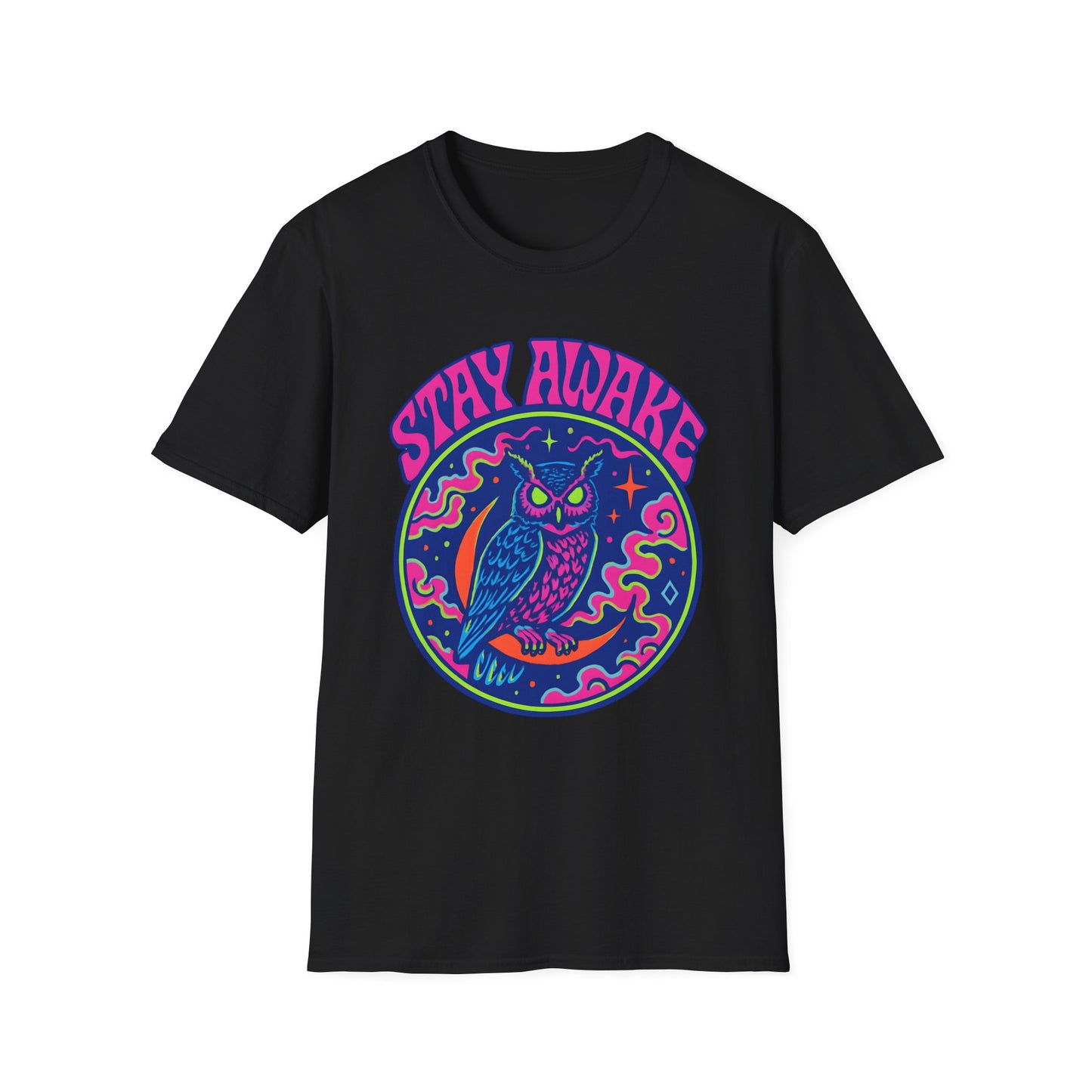Great Horned Owl Stay Awake Psychedelic T-Shirt