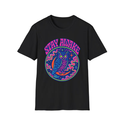 Great Horned Owl Stay Awake Psychedelic T-Shirt