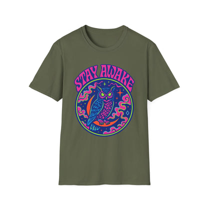Great Horned Owl Stay Awake Psychedelic T-Shirt