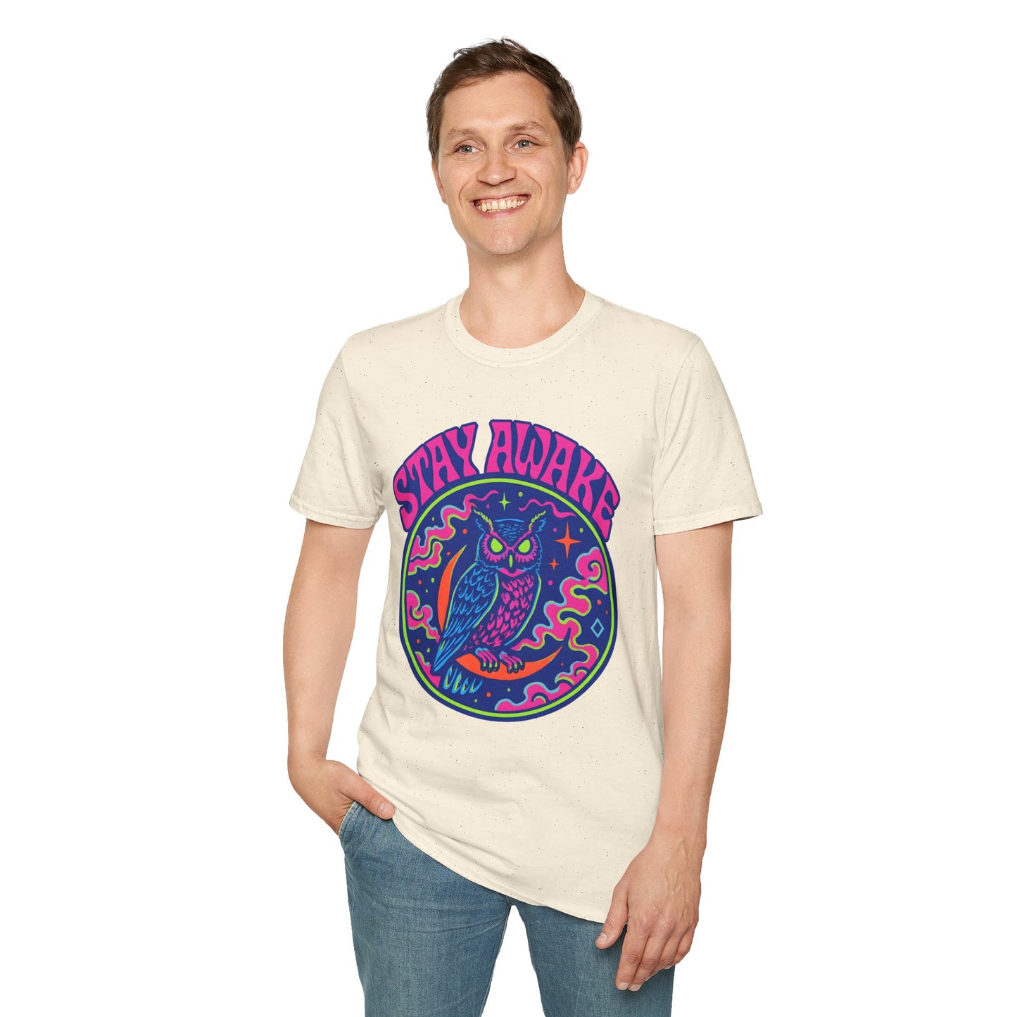Great Horned Owl Stay Awake Psychedelic T-Shirt