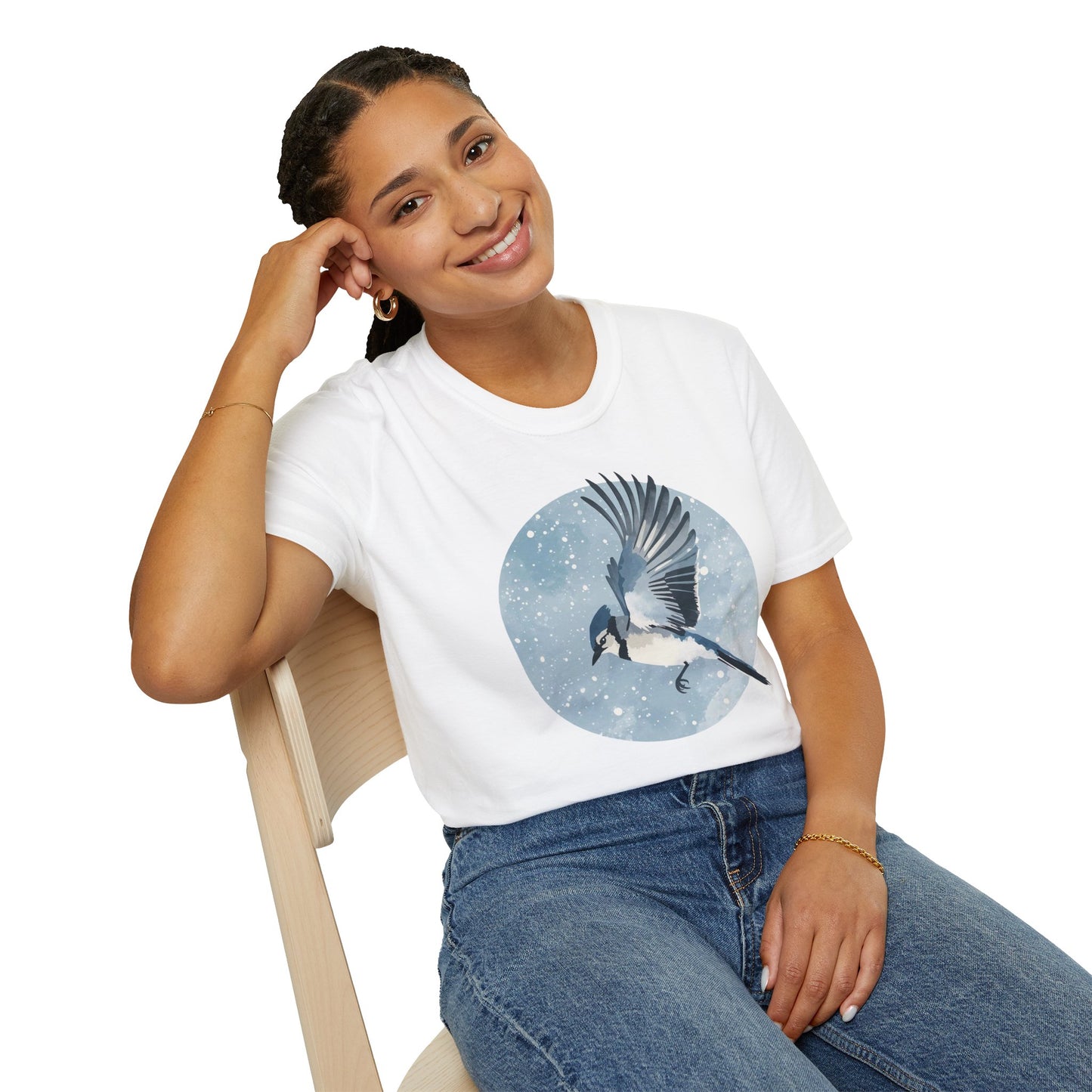Blue Jay in Winter Flight T-Shirt