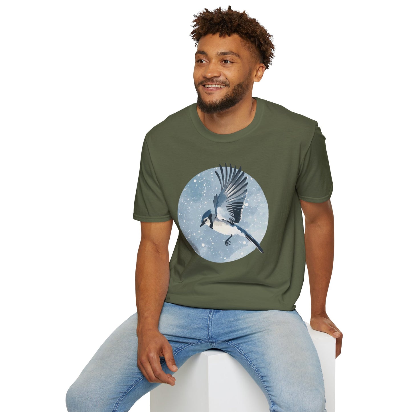 Blue Jay in Winter Flight T-Shirt