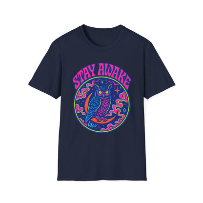 Great Horned Owl Stay Awake Psychedelic T-Shirt