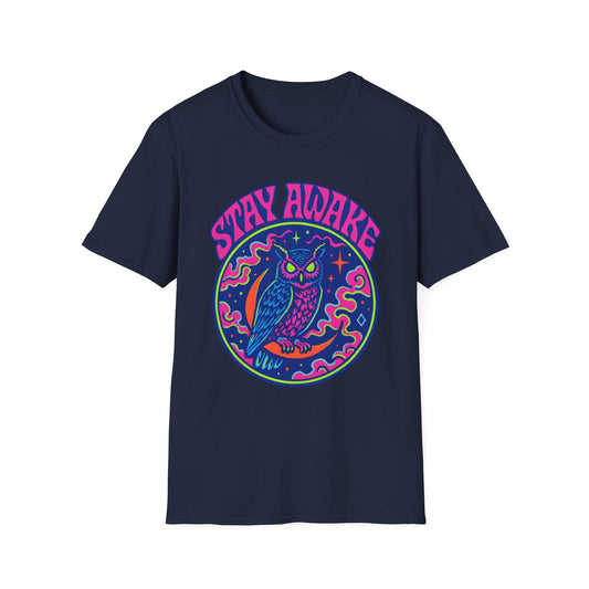 Great Horned Owl Stay Awake Psychedelic T-Shirt