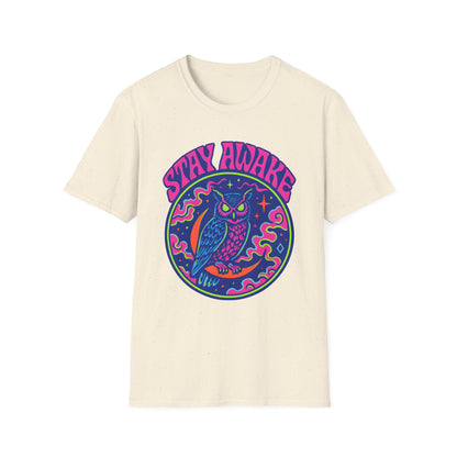 Great Horned Owl Stay Awake Psychedelic T-Shirt
