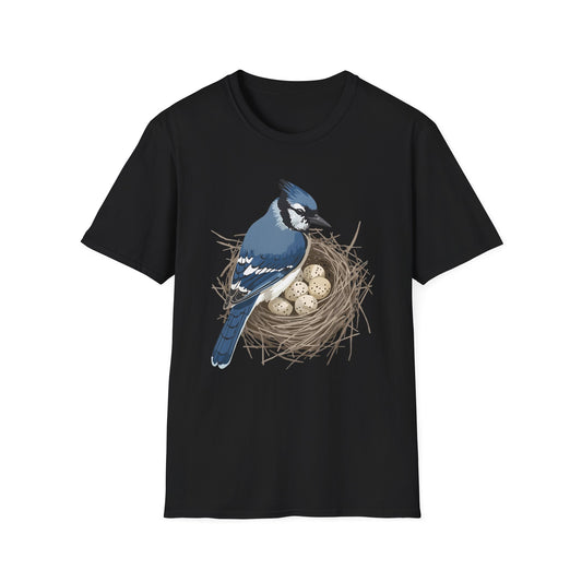 Blue Jay in Nest with Eggs T-Shirt