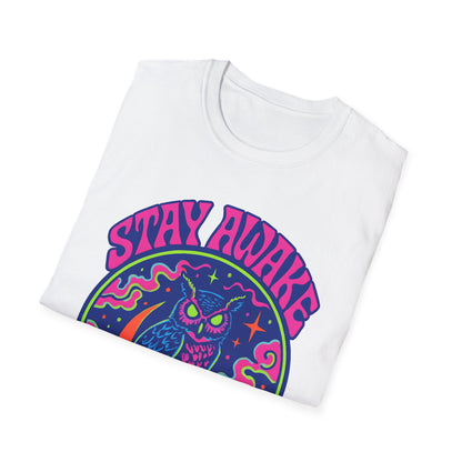 Great Horned Owl Stay Awake Psychedelic T-Shirt