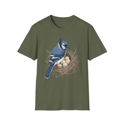 Blue Jay in Nest with Eggs T-Shirt