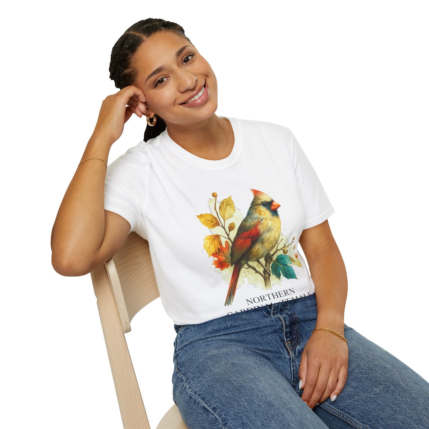 Northern Cardinal (Female) Field Guide Watercolor T-Shirt