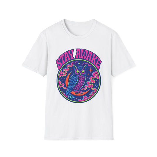 Great Horned Owl Stay Awake Psychedelic T-Shirt