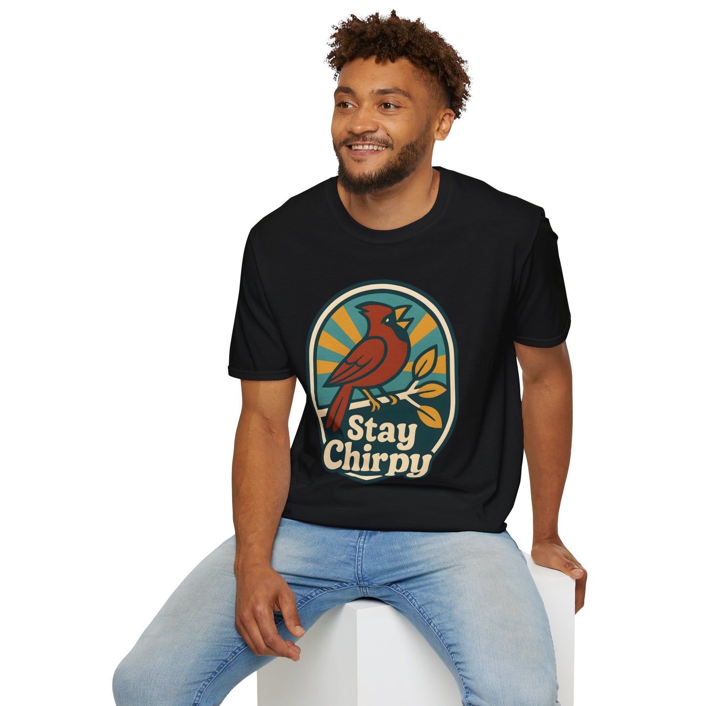 Northern Cardinal Retro Sunset T-Shirt